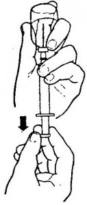 Figure 1-8. Withdrawing medication with vial inverted.