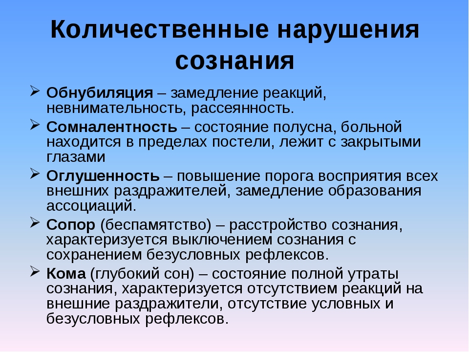 Нарушение сознания диагностика. Количественные нарушения сознания. К количественным нарушениям сознания относится. Виды сознания пациента. Формы нарушения сознания.