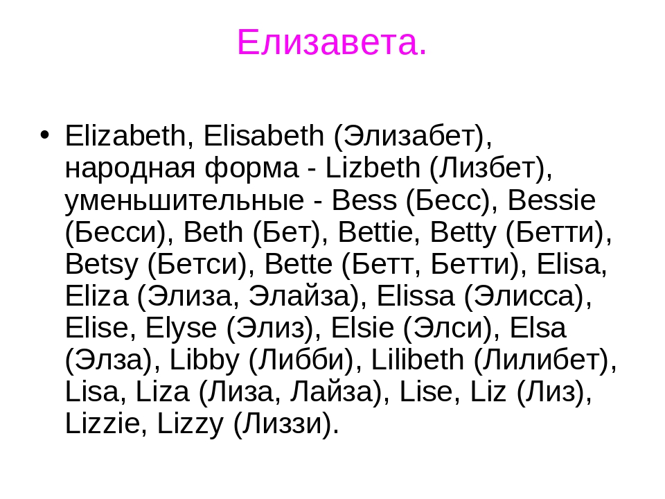 Список женских английских