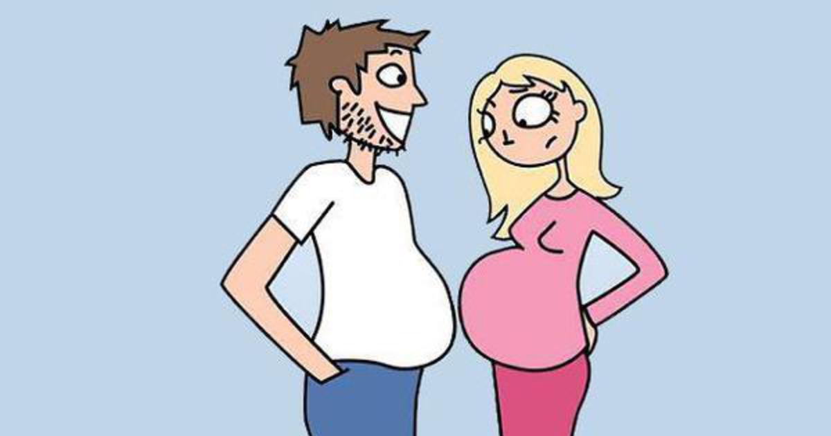 Pregnant man cartoon ✔ Pregnancy couple, Cartoon pregnant wo
