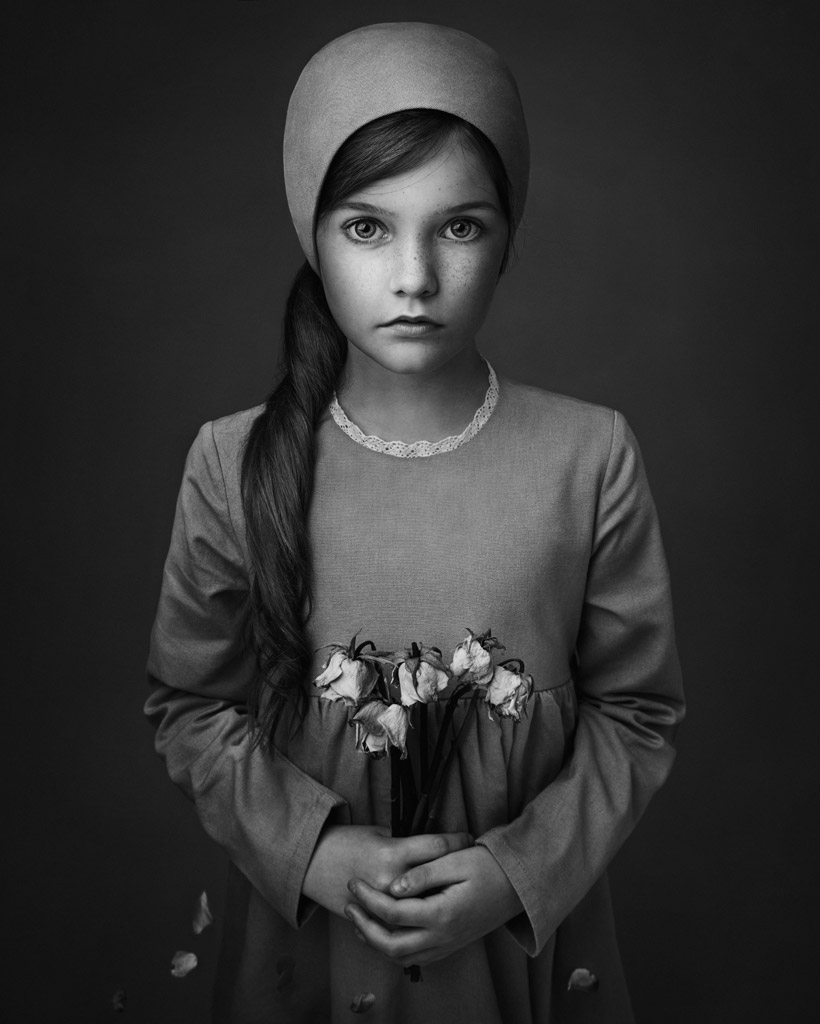 When the Flowers Die, © Lisa Visser, UK, 3rd Place in the Fine Art Category, 1st Half, B&W Child Photo Contest