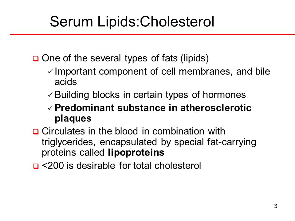 Serum Lipids:Cholesterol